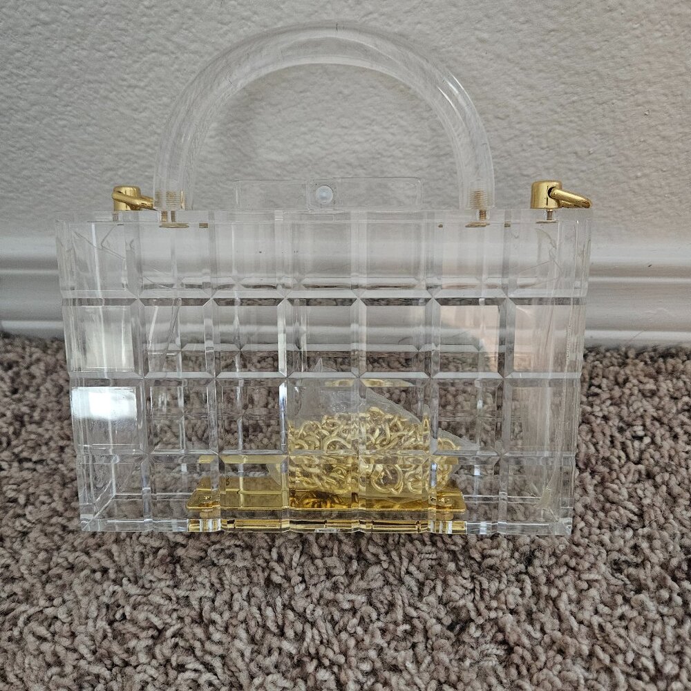 Acrylic Clear And Gold Clutch Purse